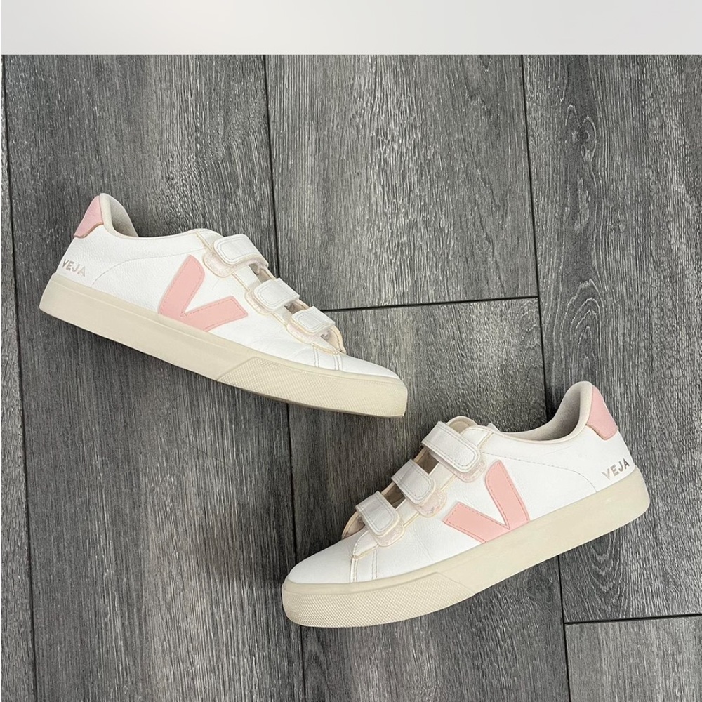 SOLD Veja Women's White and Pink Sneakers